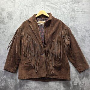 Vintage 1970's Western by Schott Leather Suede Fringe Jacket Women's Sz 16 Boho